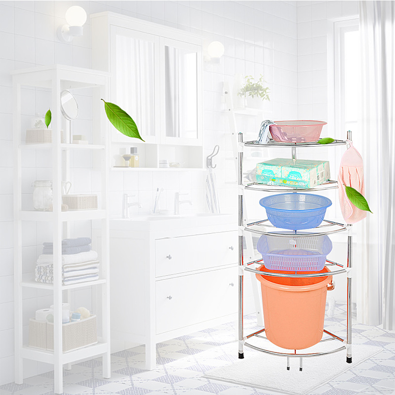不锈钢脸盆架三角浴室置物架卫生间三角收纳架厨房多层落地盆架子
