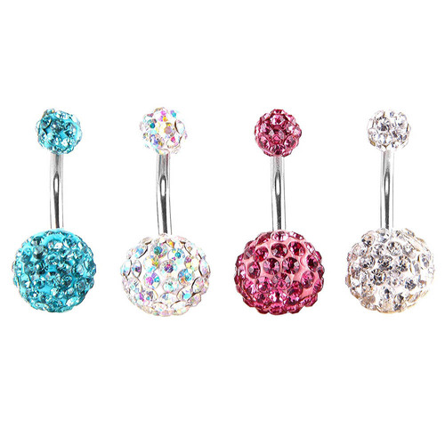 European and American cross-border wish aliexpress stainless steel fashion full diamond navel nails navel ring body piercing jewelry