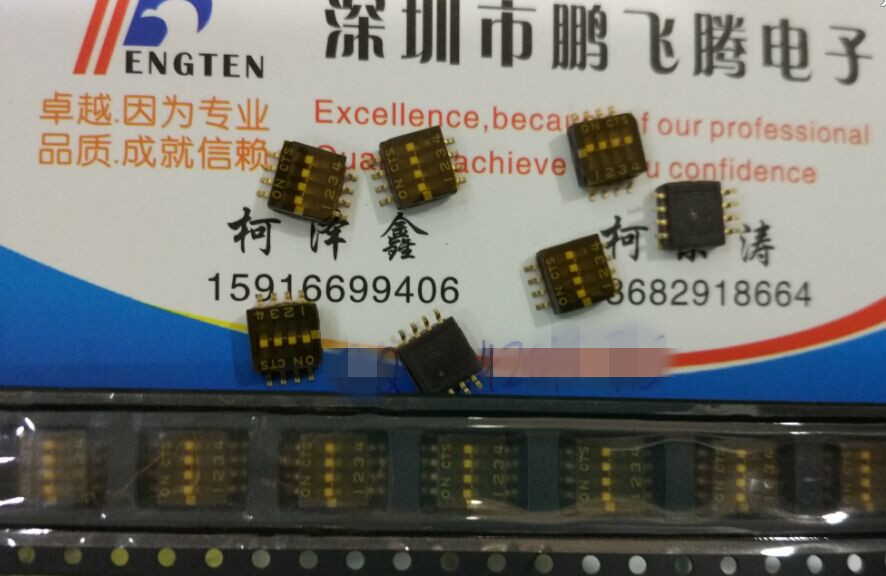 原装美国CTS 218-4LPST 拨码开关4位 贴片4P编码1.27mm贴膜耐高温