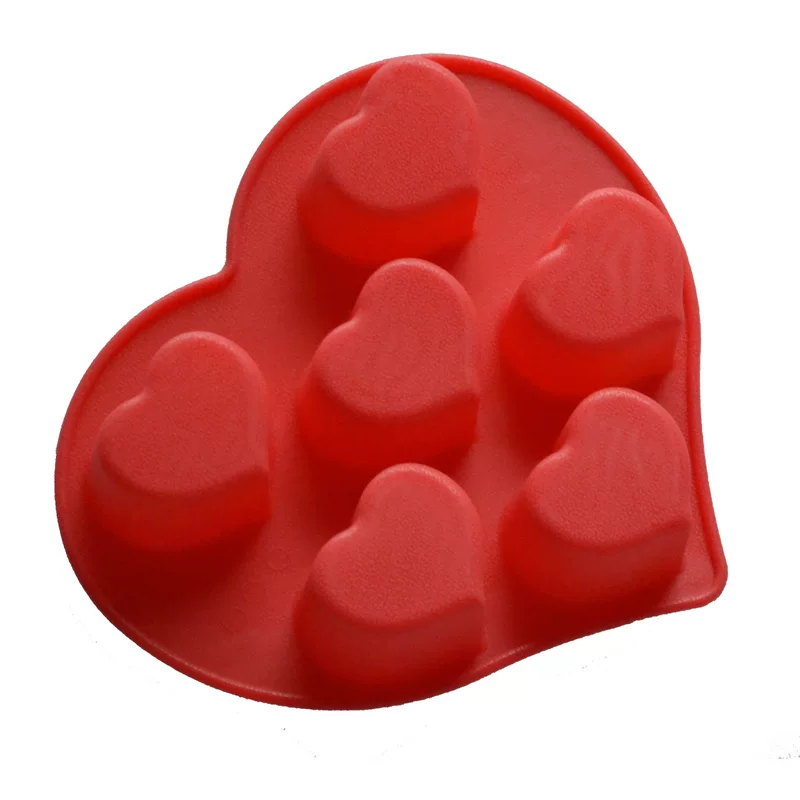 Microwave oven, silicone baking sheet 6 -hole love cake mold DIY handmade soap, fructic moon cake mold