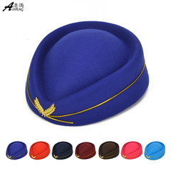 Stewardess hat, military drum team hat, band performance hat, formal hat, hotel hat, dance wool beanie, stage hat