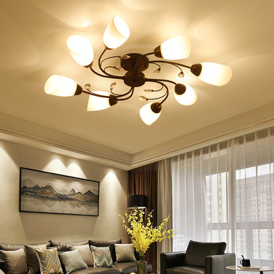 American style LED Ceiling lamp Modern simplicity a living room Crystal lamp personality originality Restaurant lights Iron art Glass Bedroom lights