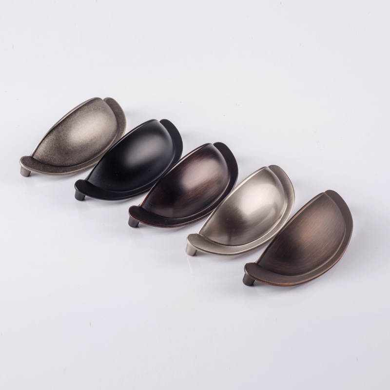 半圆把手抽屉拉手美式欧式地中海简约小拉手哑黑色青古铜抽屉把手|ms