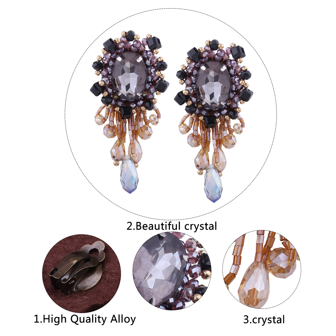 Retro alloy plating earring (Purple yellow)NHNMD3820-Purple yellow