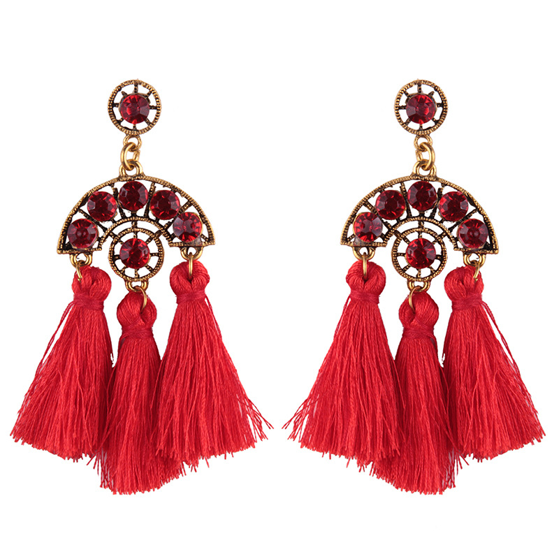 Occident and the United States alloy Diamond earring (dark brown)NHJQ9299-dark brown