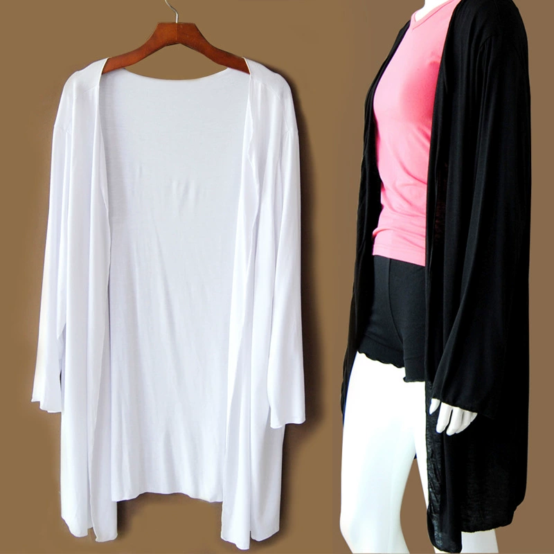 Fertilized кардиган больших размеров 200 кг из модала с длинным рукавом, длинная шаль, рубашка с кондиционером, Женская Солнцезащитная рубашка