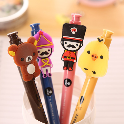 卡通小动物圆珠笔小学生创意文具批发韩国创意按动写字笔文具用品