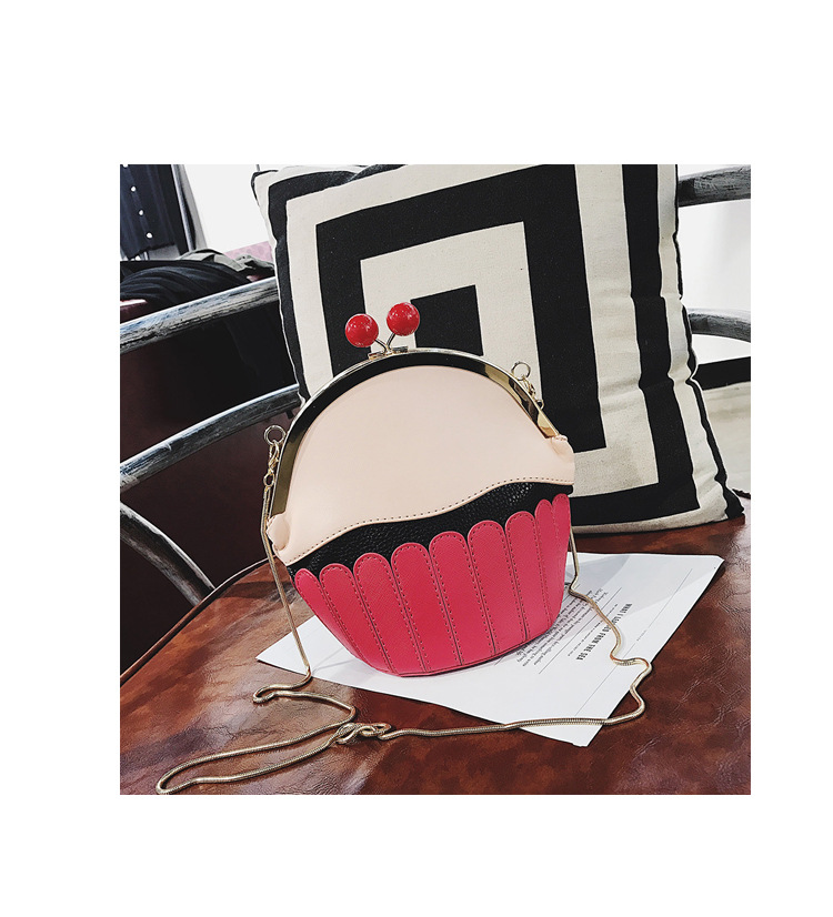 Women's Small Pu Leather Ice Cream Cute Bucket Clipped Button Shoulder стиле bag display picture 11