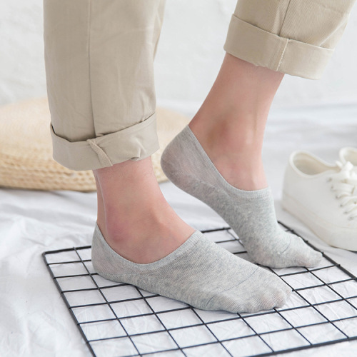 Men's Ship Socks Summer Thin Model Light Mouth Invisible Socks Pure Color Matchable Cotton Socks for Men Short Socks Factory Wholesale