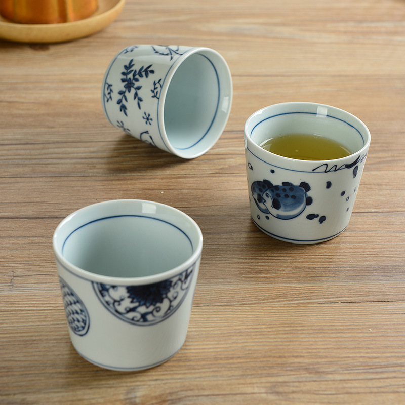 三分烧新品青花瓷摆台餐具茶杯 水杯日韩式创意餐具餐厅火锅会所