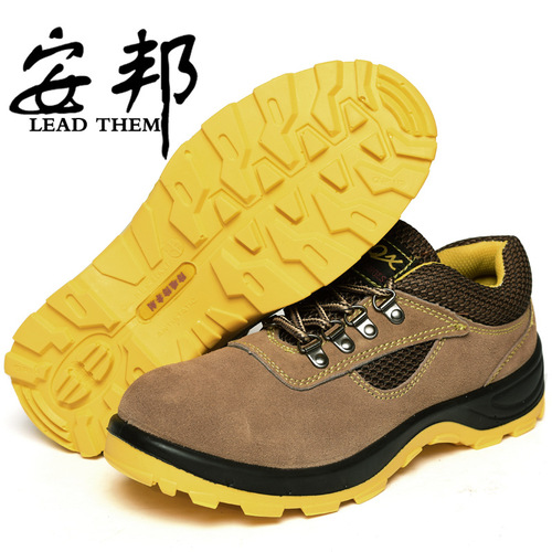 Wholesale breathable cowhide labor protection shoes, safety shoes, anti-smash, puncture-resistant, acid and alkali resistant, lightweight labor protection work shoes for men