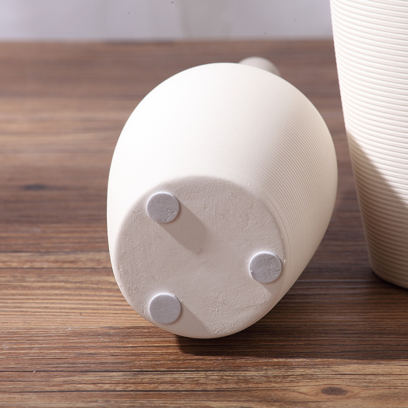 Nórdico ins estilo florero de cerámica decoración artesanía llano quema rayas arte flor seca al por mayor