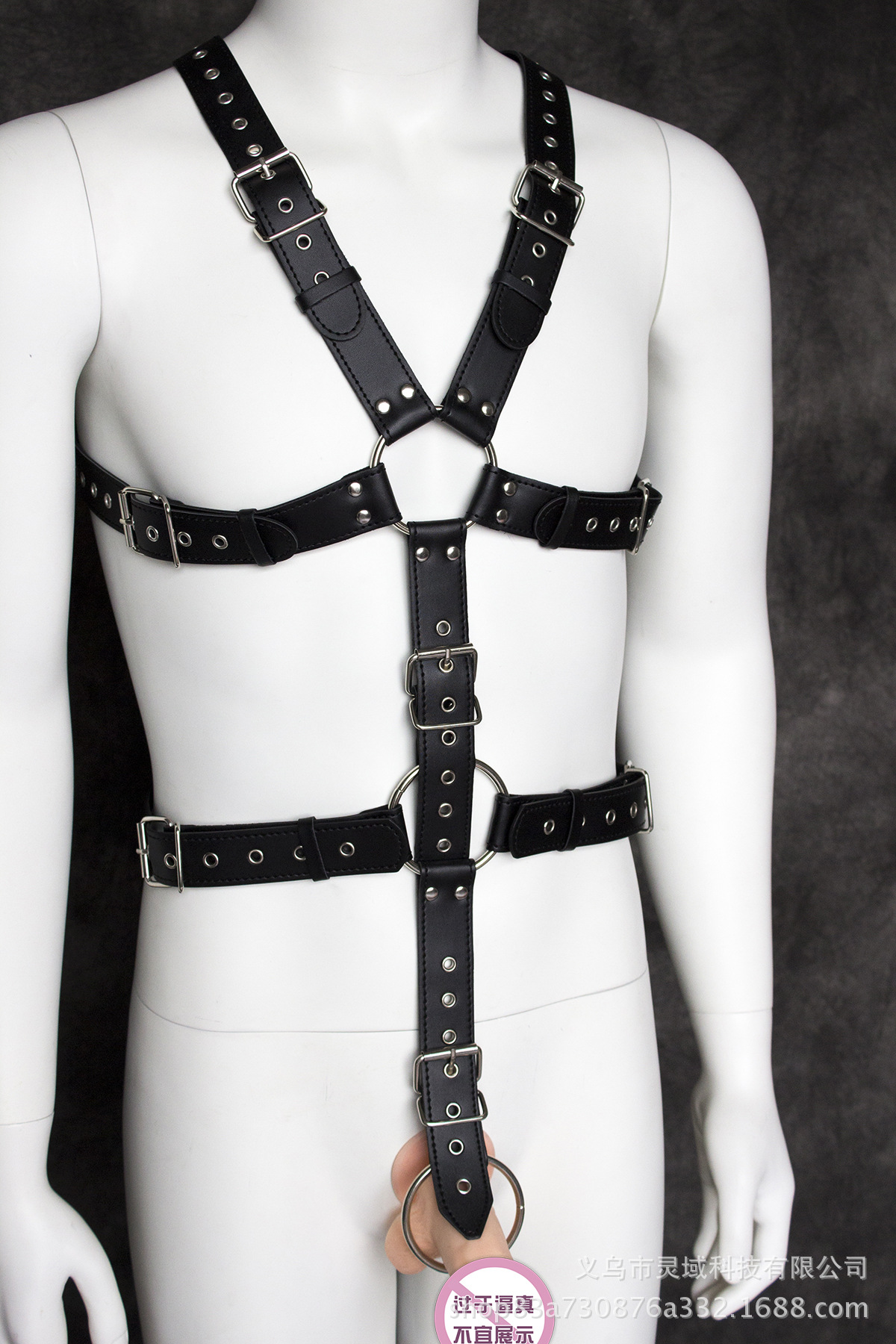 Fabricantes totalmente ajustable de los hombres principal uniforme de cuero gay soporte de hombro correa de pecho convexa pecho vinculante Correa vinculante juguetes sexuales image 4