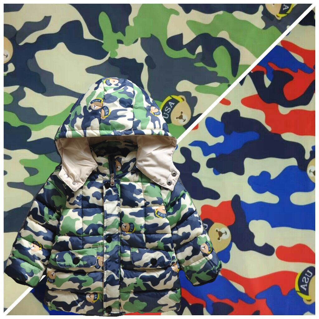 goods in stock Polyester Taff Printing Children's wear and camouflage high-grade fashion memory camouflage printing Two colors