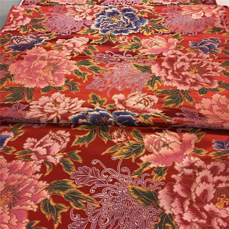 销金丝牡丹和龙凤成祥图案面料适用于服装装饰窗帘布服装布