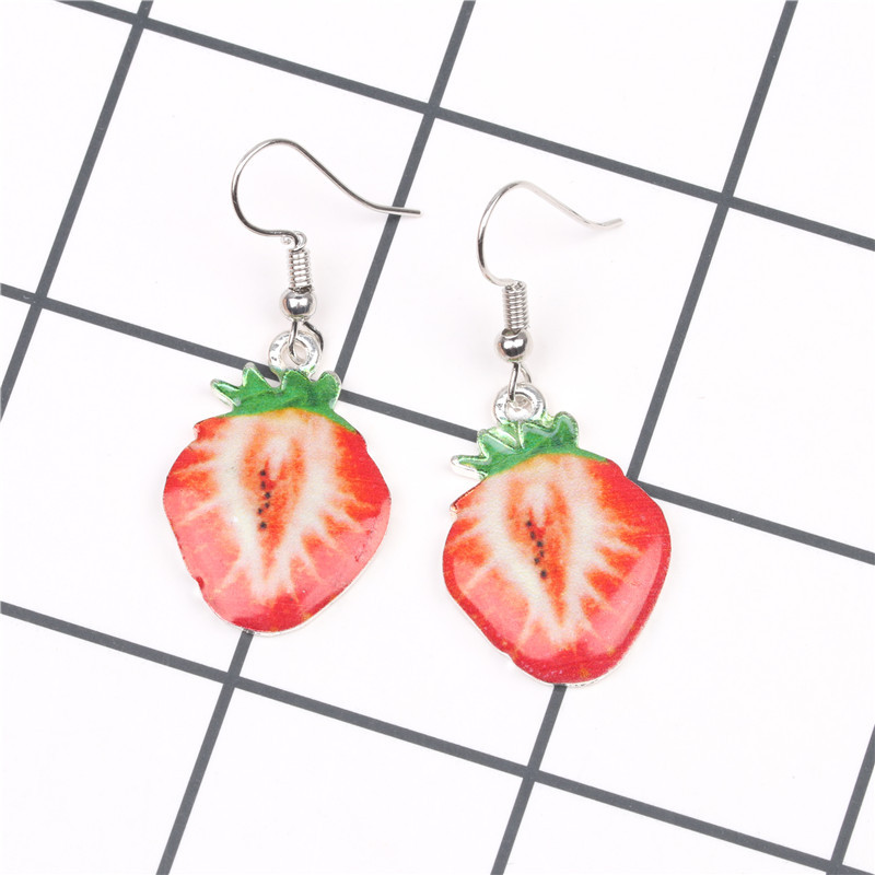 Cute Cartoon Strawberry Watermelon Earrings Earrings Women&#39;s New Fruit Earrings display picture 10