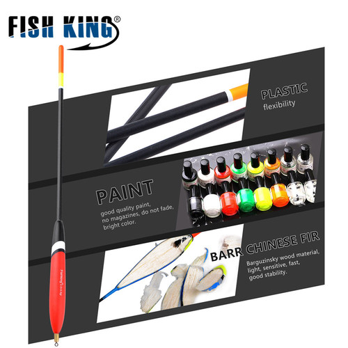 FISHKING Copper Drop Shot Casting Float 4-Pack Long Range Fir Wood High Buoyancy Thick Tail Eye-catching High Quality