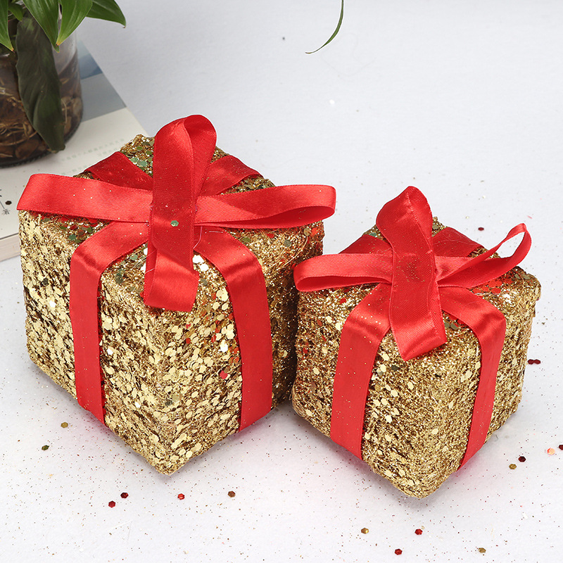 „8 cm Weihnachtsgeschenkset aus Jutefasern – Dekorativer Schmuck für Baum, Party und Heimdekoration (Gold/Rot/Weiß)“_voghion.com