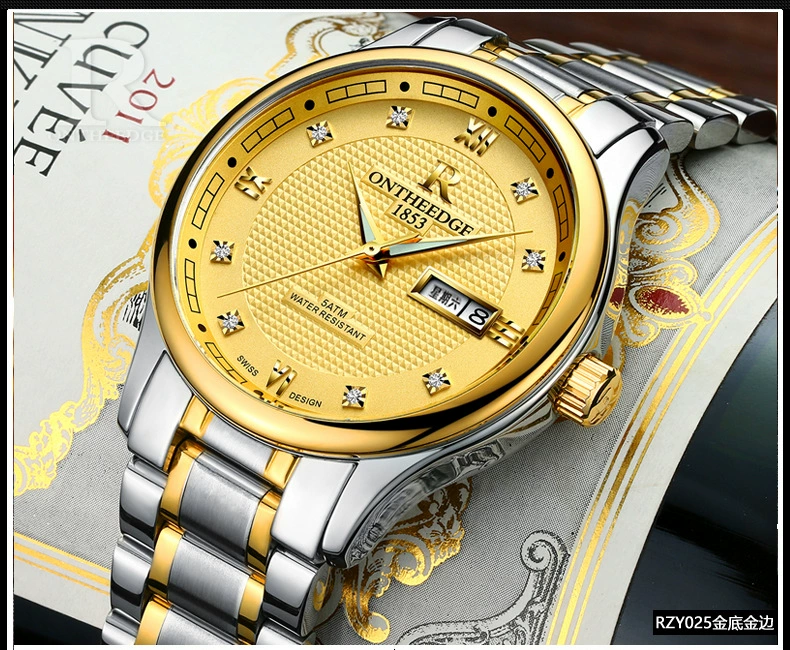 Quartz Swiss watch stainless steel, mechanical steel belt