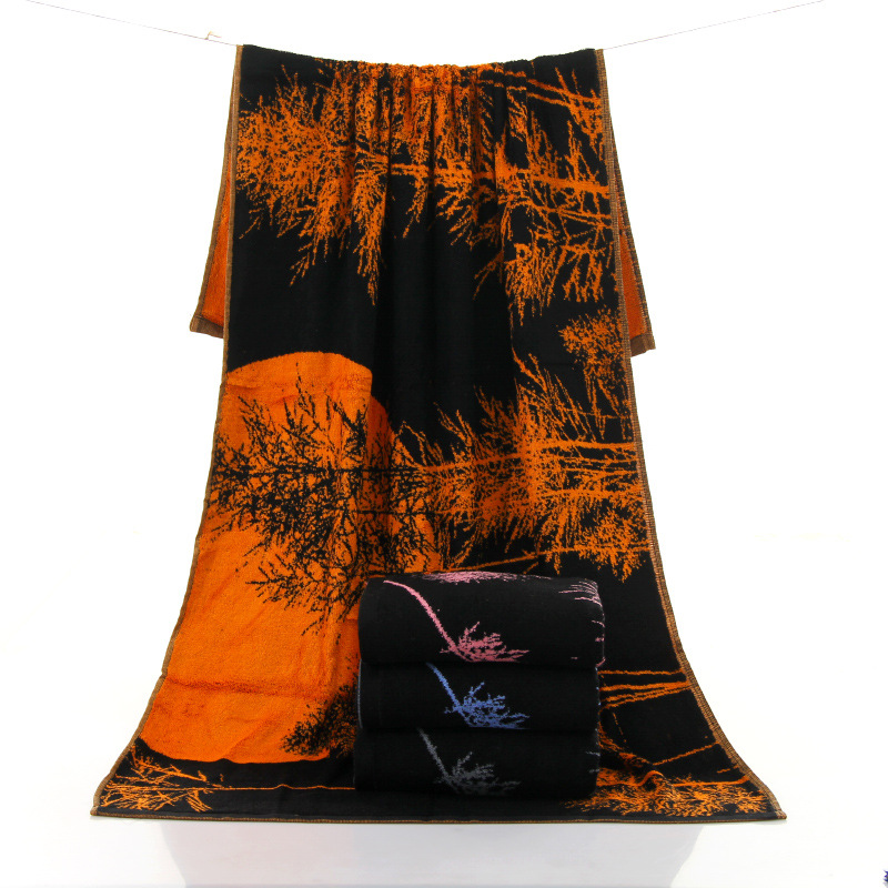 高阳毛巾荷塘月色70*140加厚浴巾柔软500g竹纤维浴巾成人定制批发|ms