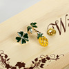 Brooch, cute retro enamel, four-leaf clover