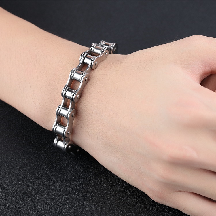 New Machine Single Chain Men's Titanium Steel Bracelet display picture 11