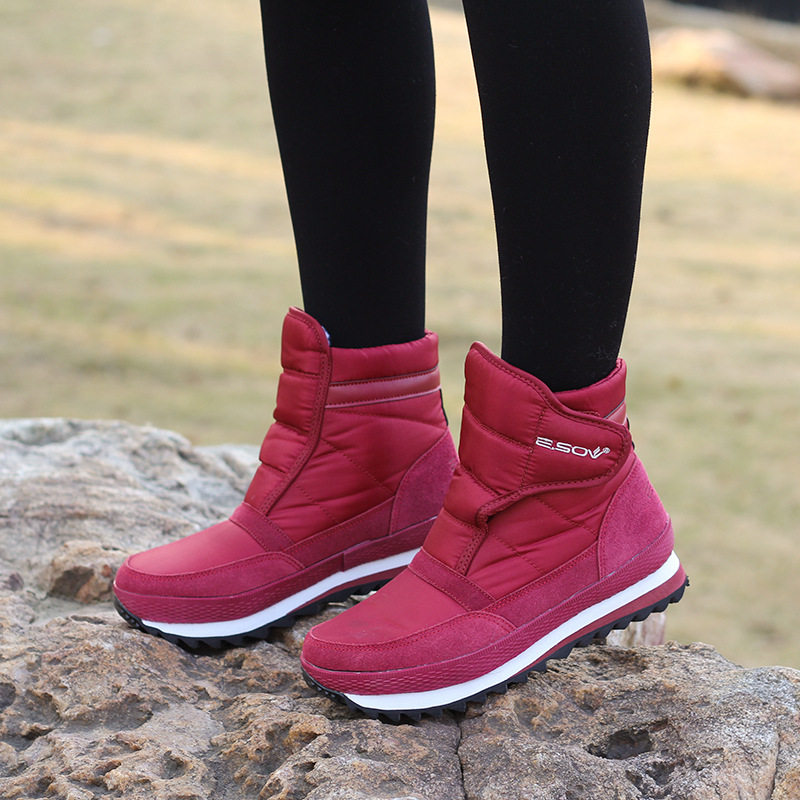 冬季新款防水防滑雪地靴低筒女靴加绒加厚保暖厚底棉鞋户外短靴子|ms