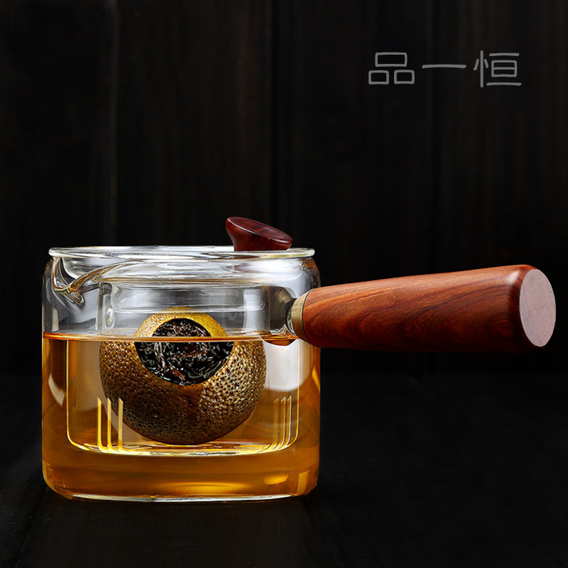 品一恒侧把玻璃茶壶 透明泡茶壶加厚过滤家用煮茶器功夫茶具代发