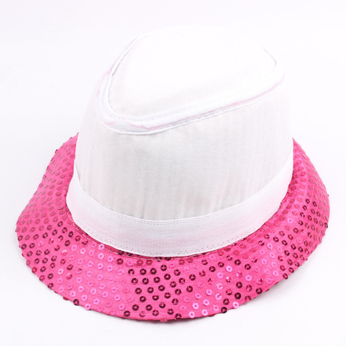 Chasing the Peak Wolf Korean Jazz Dance Hat Fashionable Sequin Top Hat Square Dance Hat Stage Magic Performance Beaded Hat
