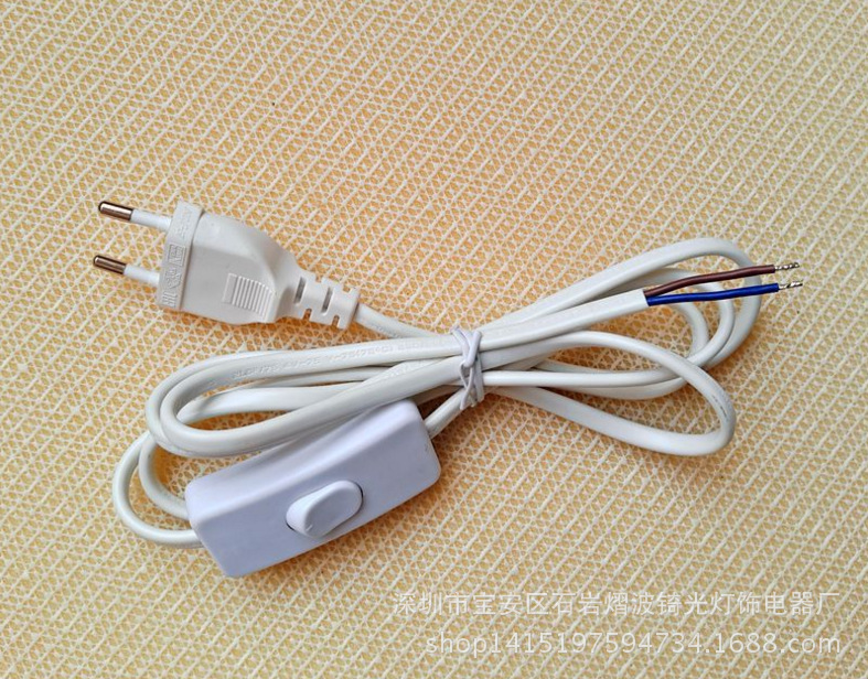 欧规电源线带303开关  台灯带开关电源线1.8米 CE VDE 欧盟认证