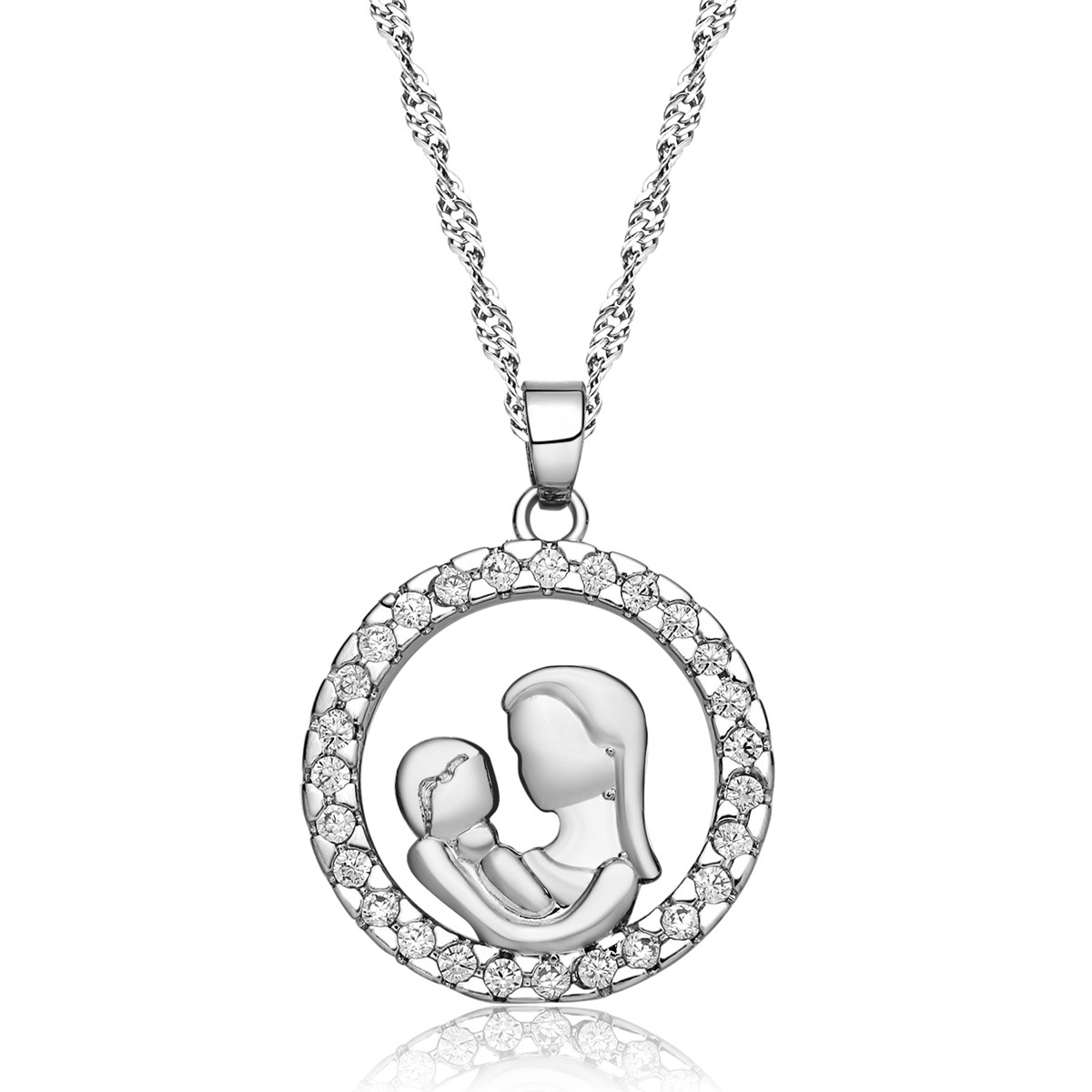 Mother&#39;s Day Necklace Wholesale Zircon Sterling Silver Round Diamond Necklace Yiwu Nihaojewelry Wholesale display picture 3