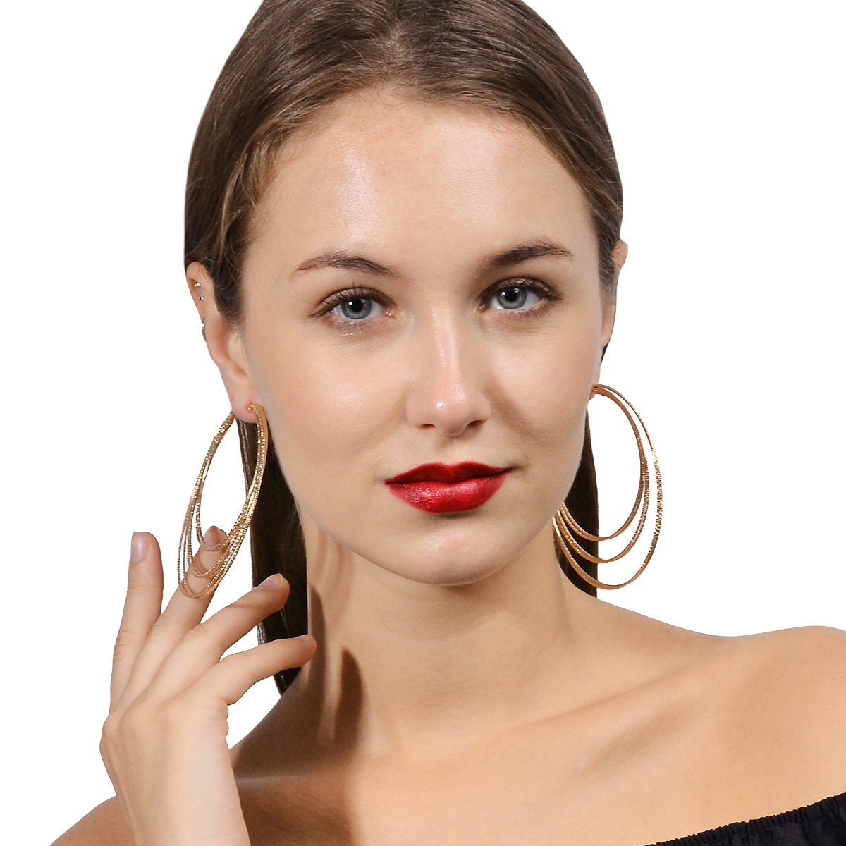 Occident and the United States alloy plating earring (B0545 silver)NHXR1459-B0545 silver