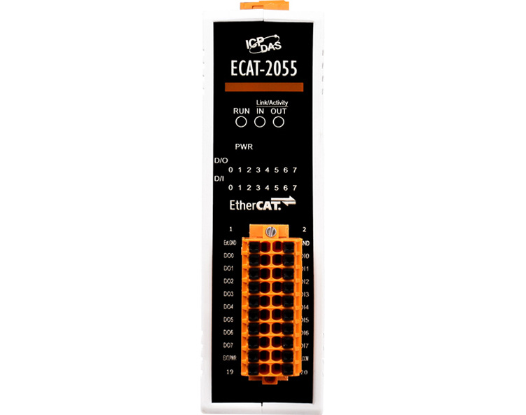 EtherCAT从站通讯模块ECAT-2055隔离保护8DI与8DO