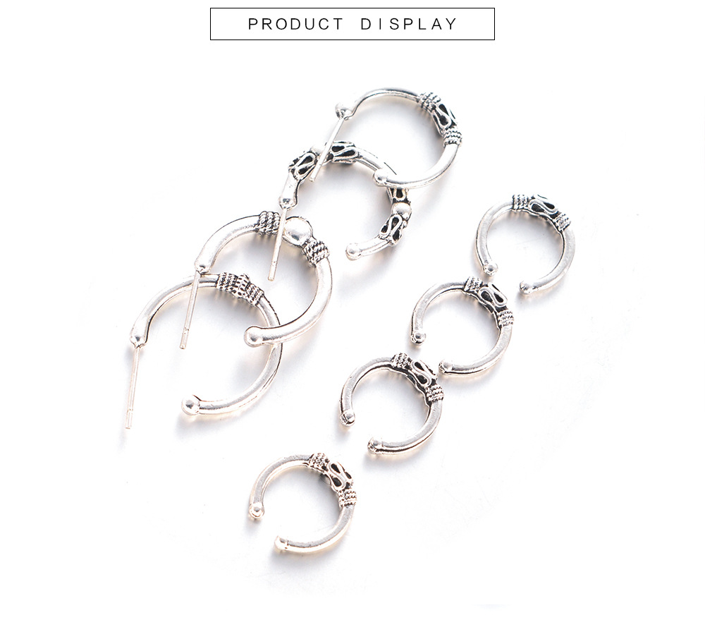 Bohemian C-shaped Earrings 8-piece Set display picture 3