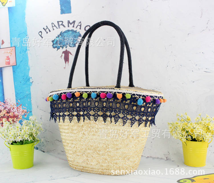 New Fashion Straw Lace Tassel One-shoulder Bag Wholesale Nihaojewelry display picture 3