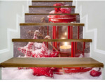 Hongli Family 3d рождество декоративный лестница наклейки самоклеящийся hd съемный удалять лестница Прикреплено наклейки для стен LT041