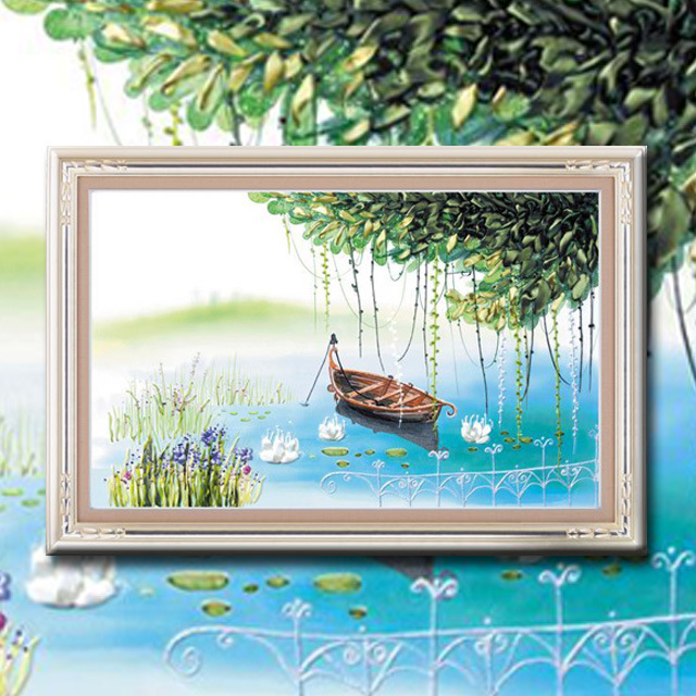 Oujin nianhua Cinta Bordado Directo de Fábrica color impresión colgante pintura tranquila junto al lago Sala estar decoración entrada