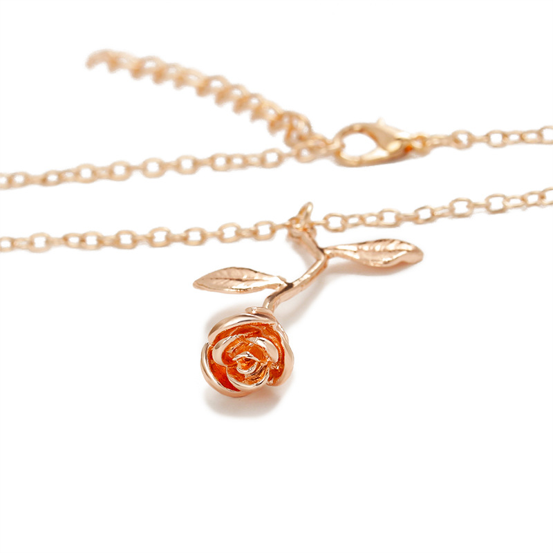 Hollow Rose Flower Pendant Necklace