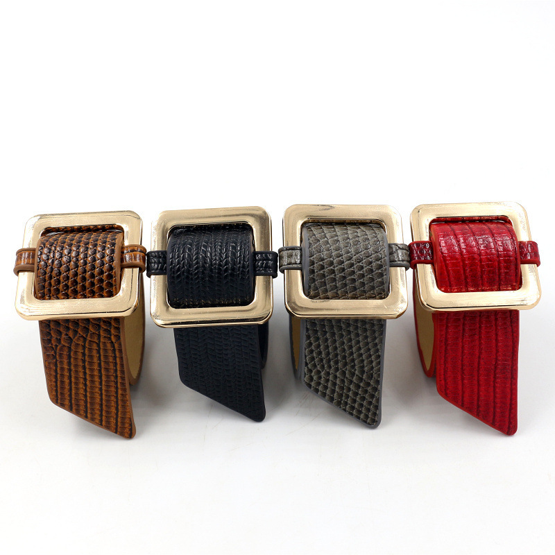 Schlangenmuster Lederarmband Damen Breit Manschette Modeschmuck_voghion.com