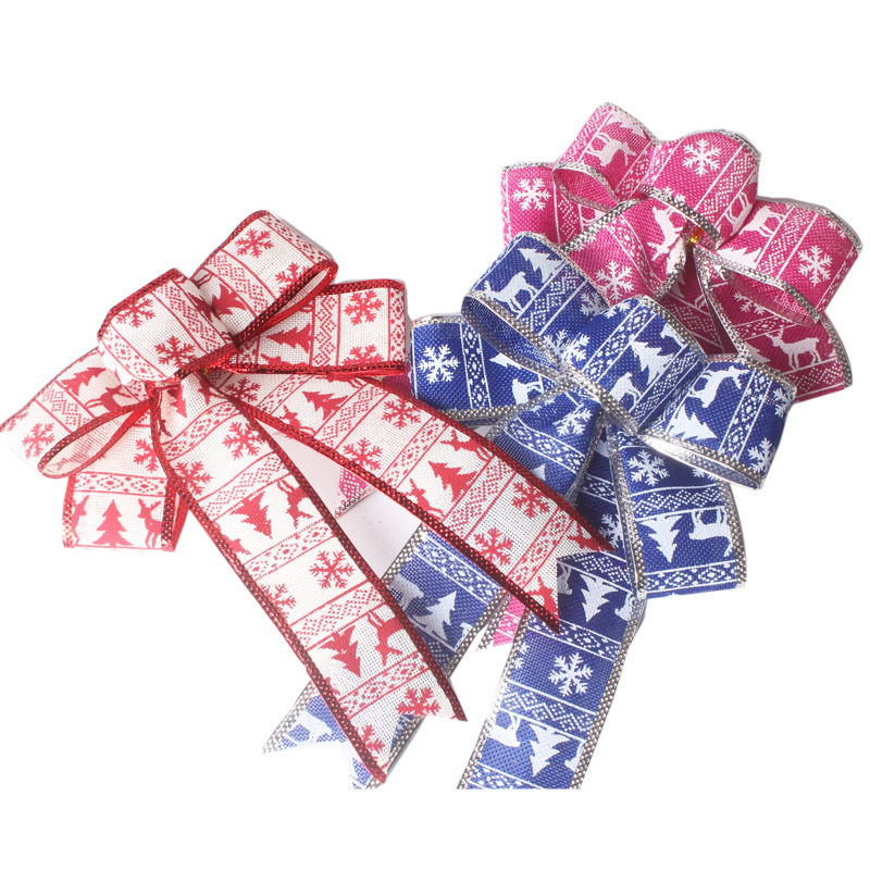 圣诞装饰品25CM仿麻布圣诞蝴蝶结 圣诞树挂件 圣诞用品厂家直供