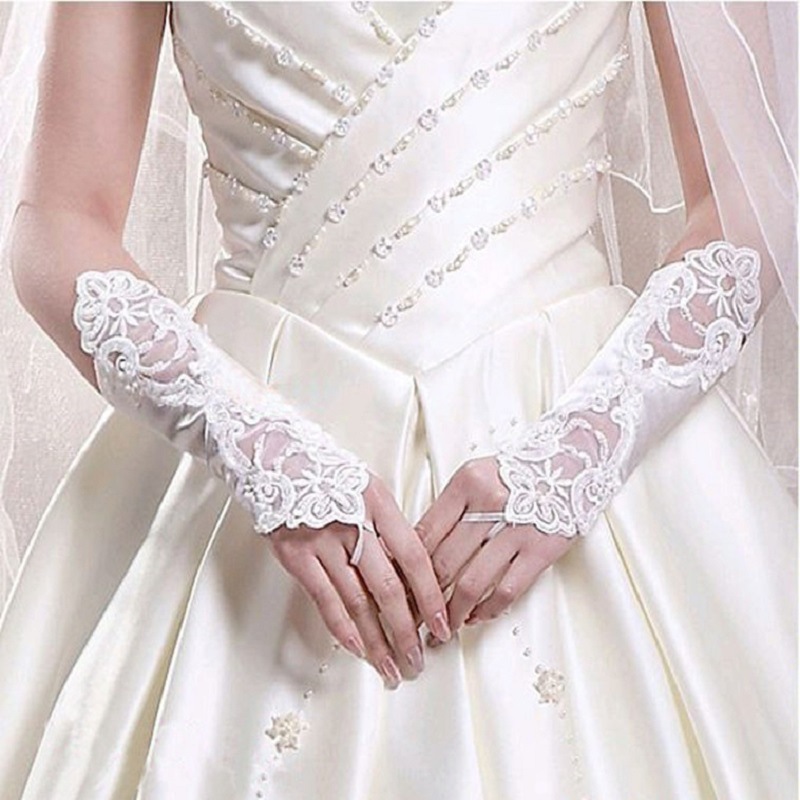 Wholesale Wedding Dress Gloves Bride Wedding Fingerless Lace Sequin