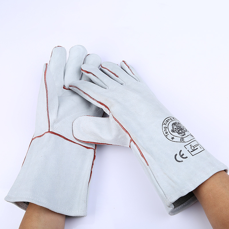 白挂里牛二层本白全皮挂里焊工手套海员防护造船机械电焊耐磨烧焊