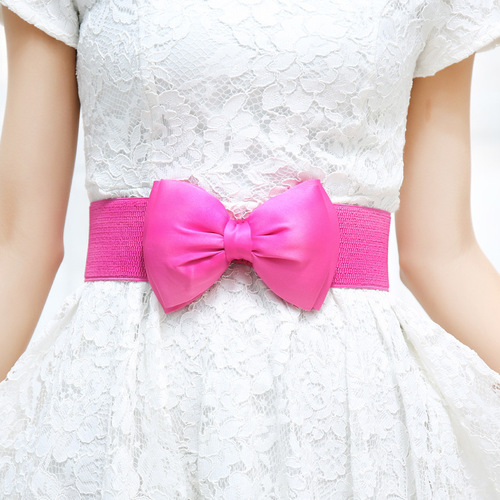 Ladies Elastic Waist Belt chiffon with big bow waist sash women's dress fashionable sweet waist belt one-piece dropshipping waist belt
