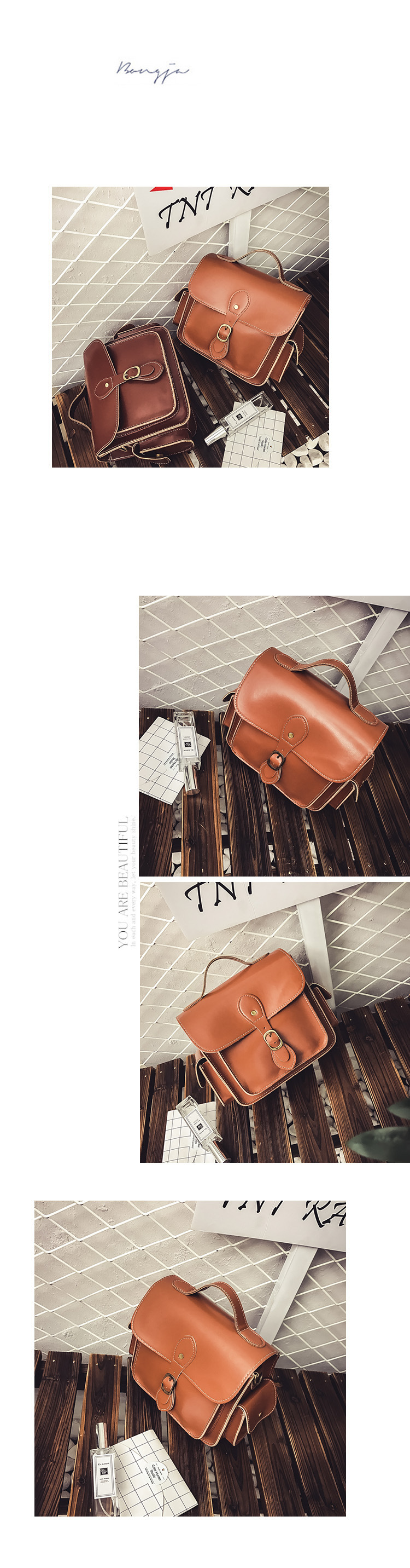 Korean version PUShoulder bag (brown)NHPB0317-brown