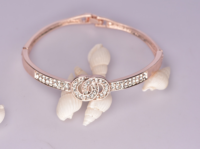 Double Ring Gemstone Bangle Bracelet For Women Elegant Jewelry_voghion.com