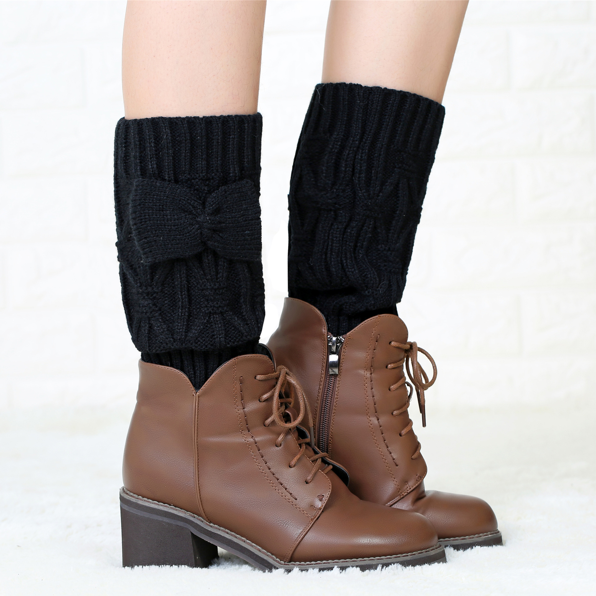 Herbst Winter Neue Jacquard Handgemachte Fliege Mittlere Abdeckung frauen Gestrickte Socken und Bein Wachen_voghion.com