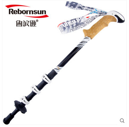 Robon External Locking Trekking Pole Four-section Cane Walking Stick Carbon Telescopic Walking Stick Travel Equipment Outdoor Supplies