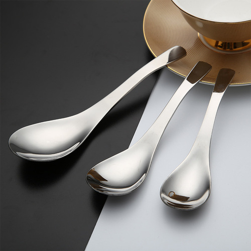 304 stainless steel small spoon soup spoon rice spoon thickened one-piece western food spoon palace spoon tableware laser logo