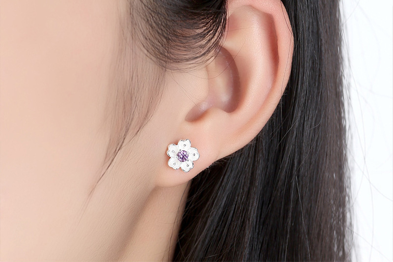 Pendientes De Plata Esterlina S925 Pendientes De Flor De Cerezo display picture 6