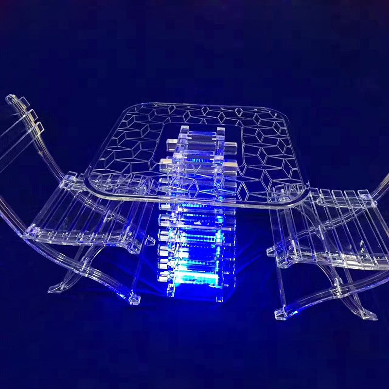 工厂加工定制亚克力桌椅制品咖啡桌椅亚克力 LED发光透明亚克